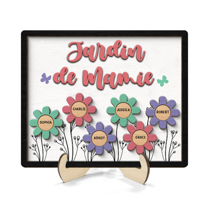 Tableau en bois personnalisé avec des fleurs pour grand-mère et maman