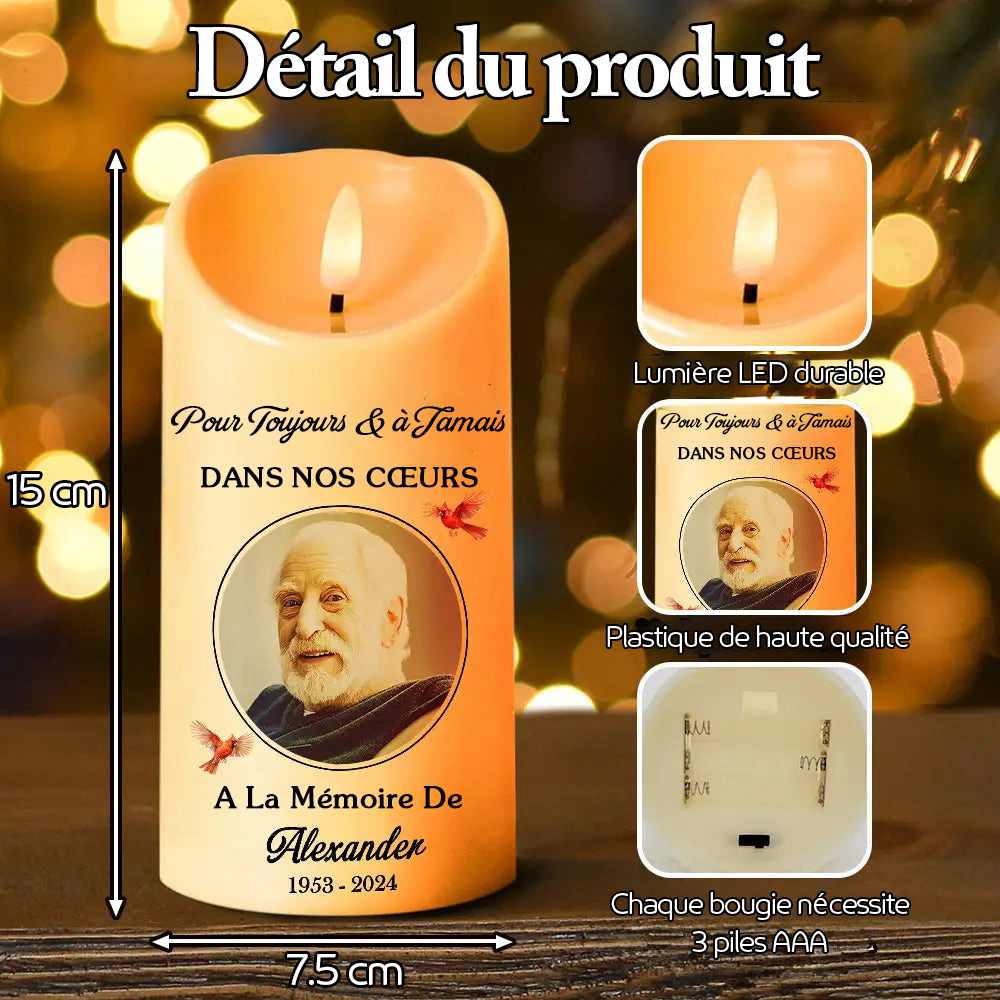 Pour Toujours dans Nos Cœurs - Bougie LED Personnalisée