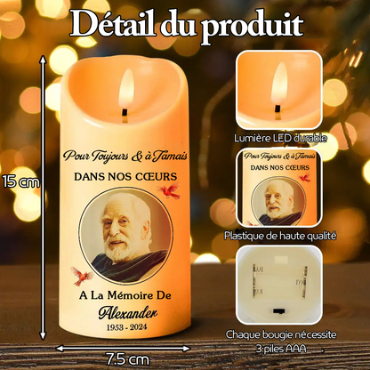 Pour Toujours dans Nos Cœurs - Bougie LED Personnalisée