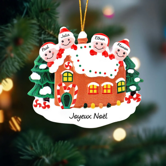 Maison en pain d'épices Famille Décoration de Noël personnalisée 2-7 noms