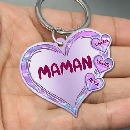 Coeurs Porte-clés personnalisé-Maman & Grand-mère 2-11 noms