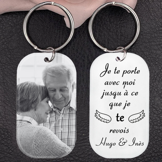 Porte-clés photo acrylique avec gravure Cadeaux de deuil