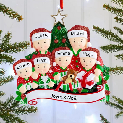 Décorations de Noël Famille Famille en ouvrant les cadeaux 2-6 noms