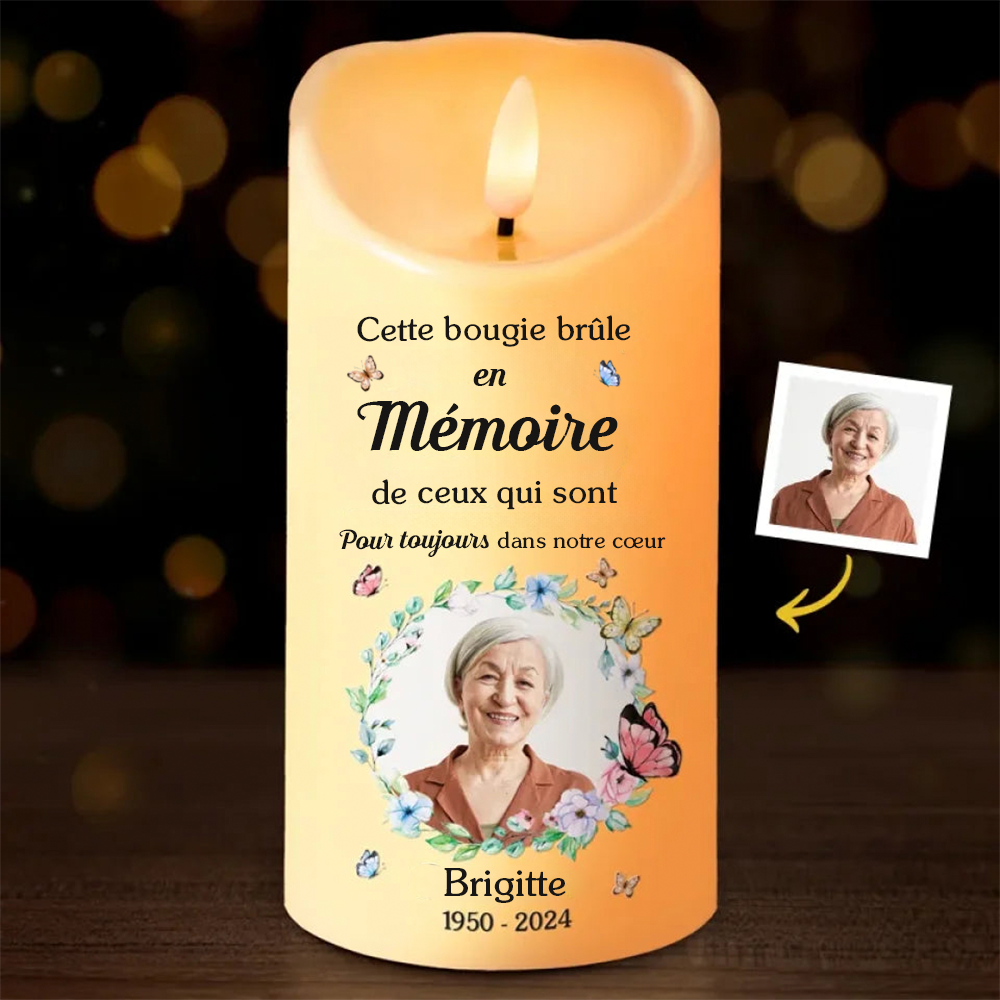 Bougie LED avec photo Cadeau commémoratif
