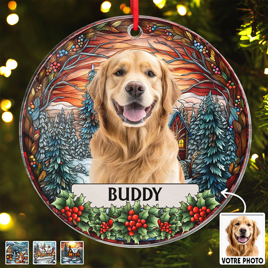 Pendentif de Noël en acrylique personnalisé avec photo et prénom