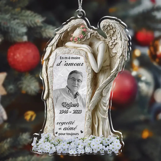 Pendentif commémoratif personnalisé Ornement ange avec photo