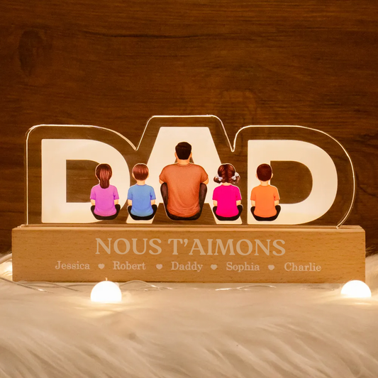 DAD – Veilleuse LED personnalisée, cadeau pour papa