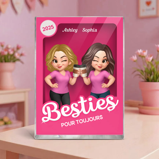 Bloc (plat)  acrylique personnalisé avec 2 à 6 femmes – Cadeau pour meilleure amie et sœur