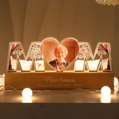 Veilleuse LED personnalisée MOM avec photo – Cadeau de deuil