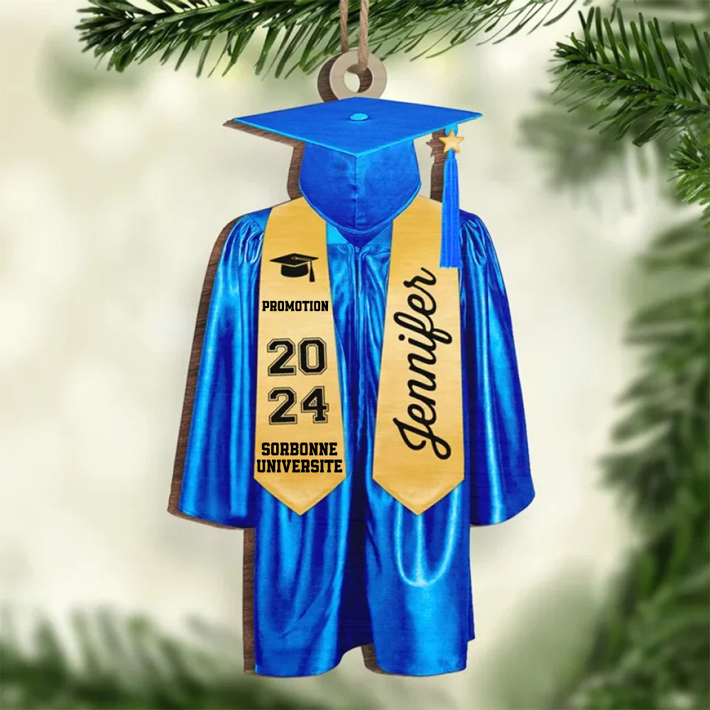 Ornement de graduation personnalisé en bois – Un souvenir unique de votre moment de réussite