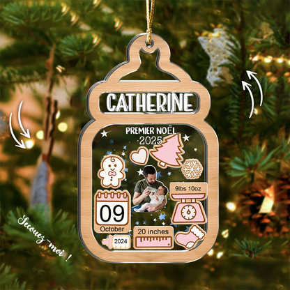 Pendentif de Noël personnalisé avec effet de secouage pour nouveau-nés