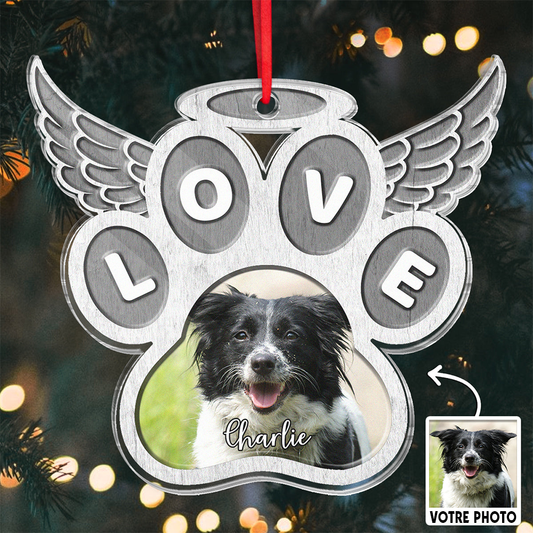 Pendentif acrylique personnalisé patte avec ailes pour le deuil pour les amoureux des animaux