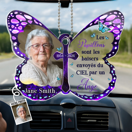 Pendentif Papillon avec photo - Cadeau de deuil personnalisé