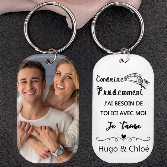 Acrylique Photo Porte-clés avec gravure-Cadeaux de Saint-Valentin