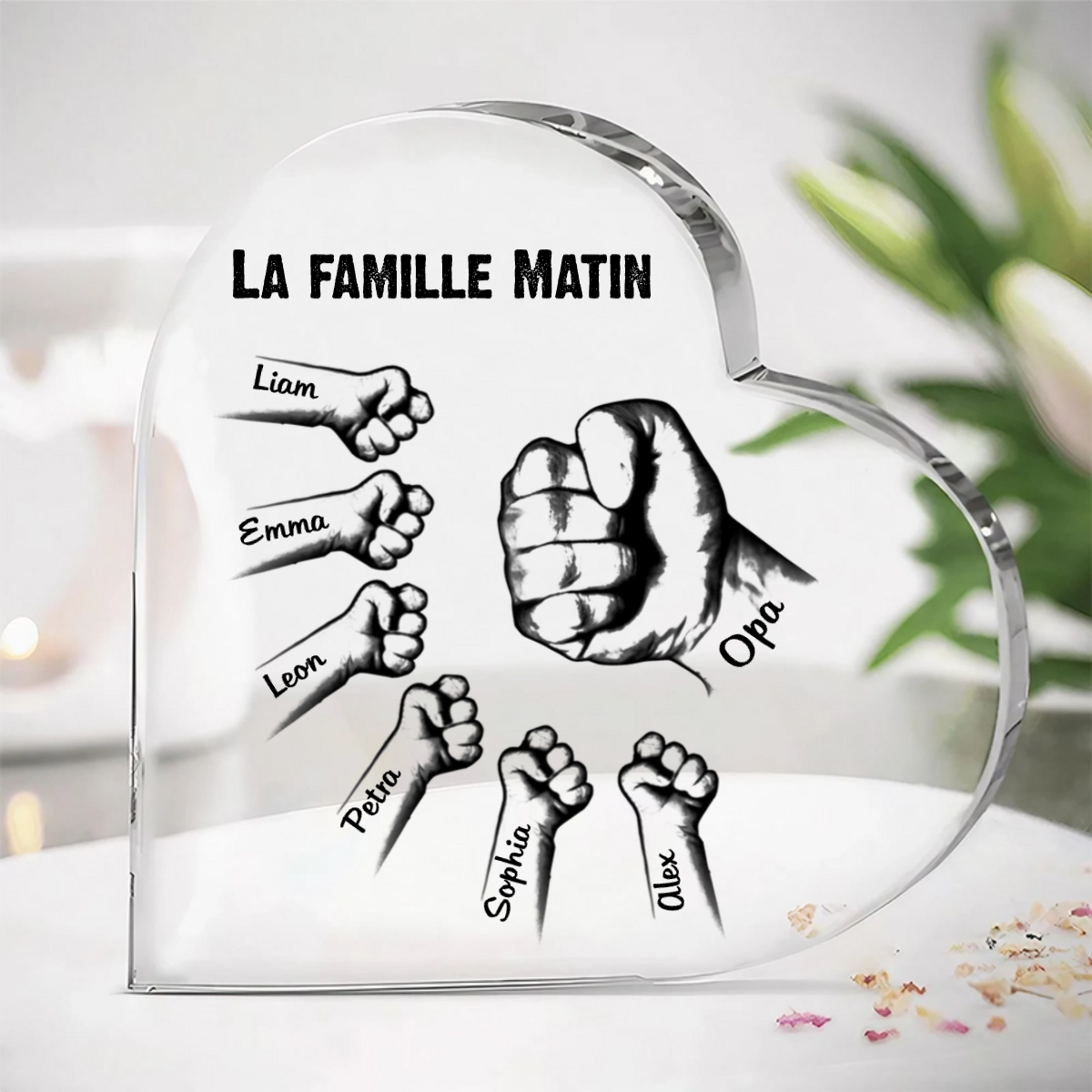 Plaque en acrylique avec 2-8 noms pour papa et grand-papa