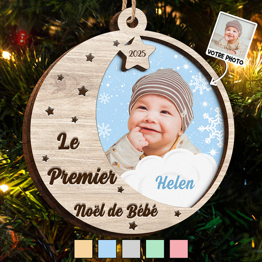 Ornement de Noël en bois - Pendentif bébé avec photo