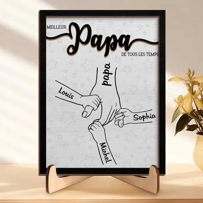 Tableau en bois personnalisé "Main dans la main" pour Papa, Maman, Papi et Mamie