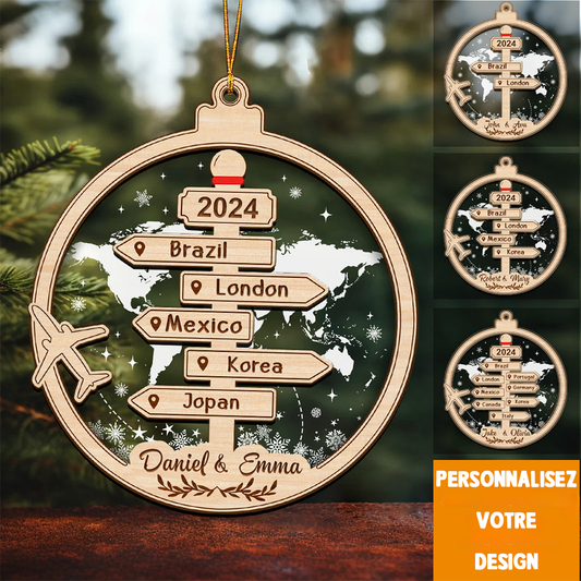 Ornement de Noël Voyageur « Globe-trotteur » – Personnalisable