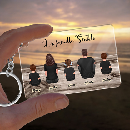 Porte-clés acrylique avec 1-10 membres de la famille