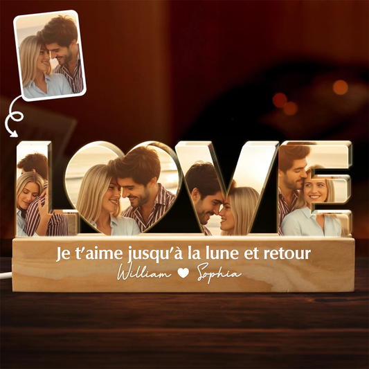 LOVE - Veilleuse LED personnalisée avec photos - Cadeau pour couple