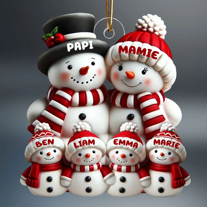 Famille Bonhomme de neige Décoration de Noël - Pendentif acrylique personnalisé