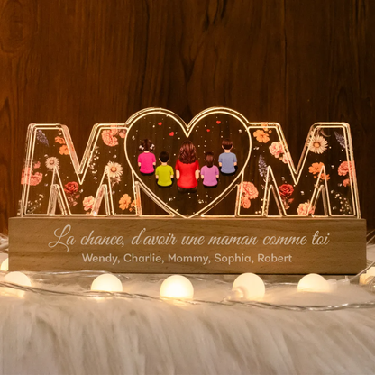 Lampe de nuit personnalisée MOM avec 1 à 8 personnes, cadeaux pour maman