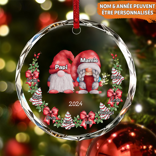 Ornement de Noël personnalisé avec des lutins de Noël – Famille et année personnalisables