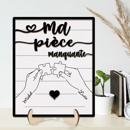 Tableau d'amour personnalisé en bois-Ma pièce manquante