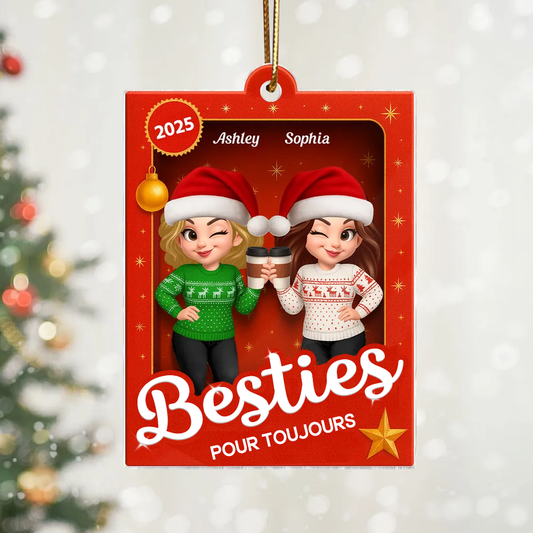 Orement en acrylique avec 2 à 6 femmes Décorations de Noël pour votre meilleure amie et votre sœur