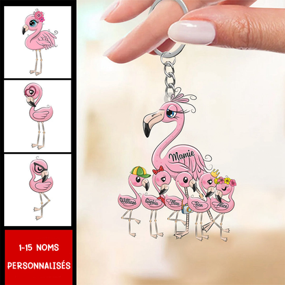 Porte-clés acrylique flamant rose pour maman et grand-mère
