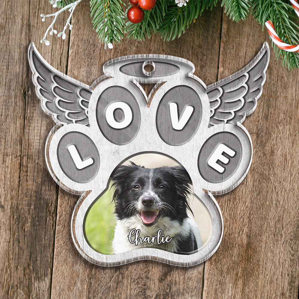Pendentif acrylique personnalisé patte avec ailes pour le deuil pour les amoureux des animaux