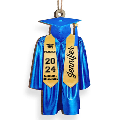 Ornement de graduation personnalisé en bois – Un souvenir unique de votre moment de réussite