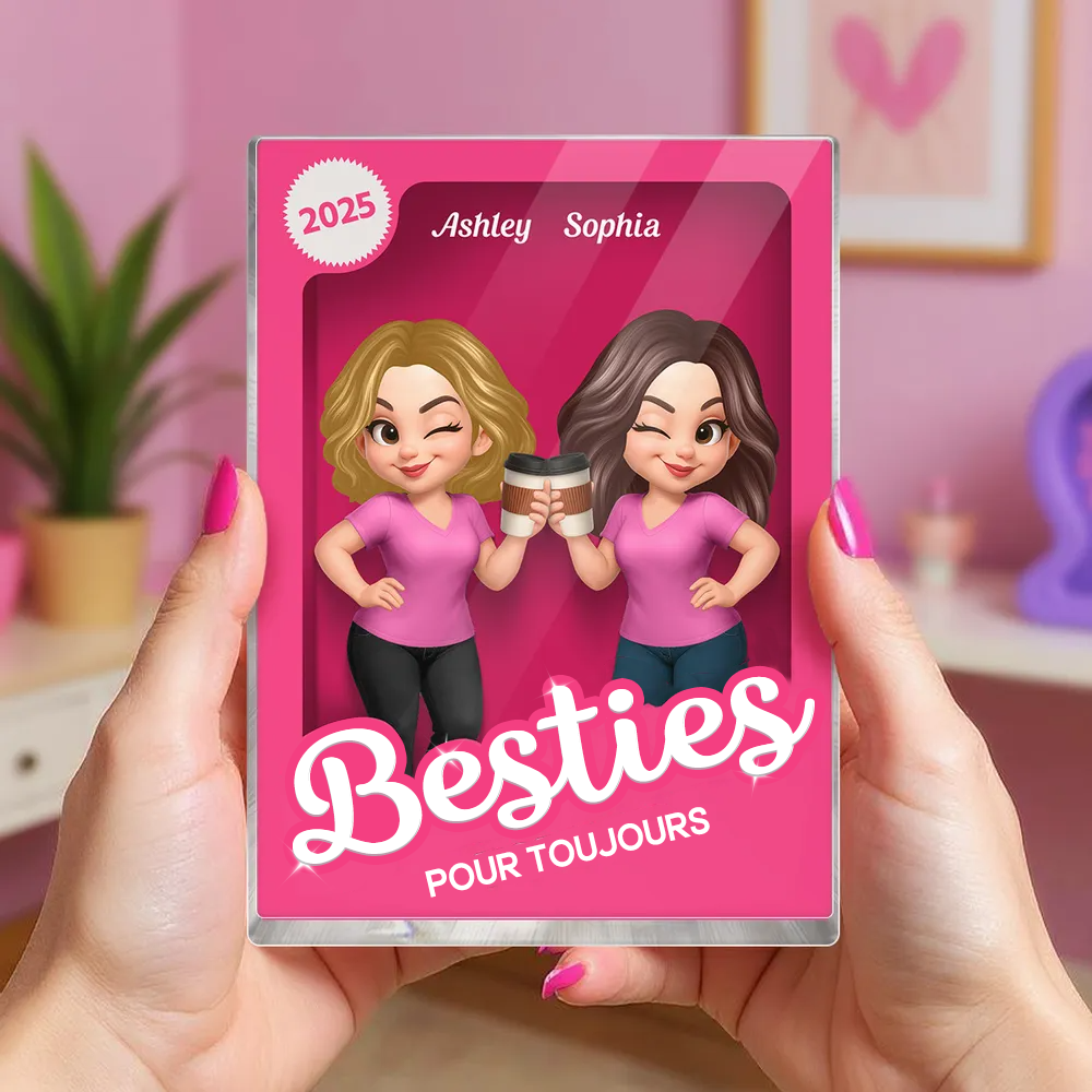 Bloc (plat)  acrylique personnalisé avec 2 à 6 femmes – Cadeau pour meilleure amie et sœur