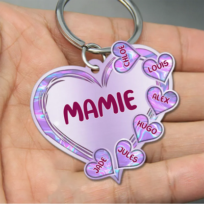Coeurs Porte-clés personnalisé-Maman & Grand-mère 2-11 noms