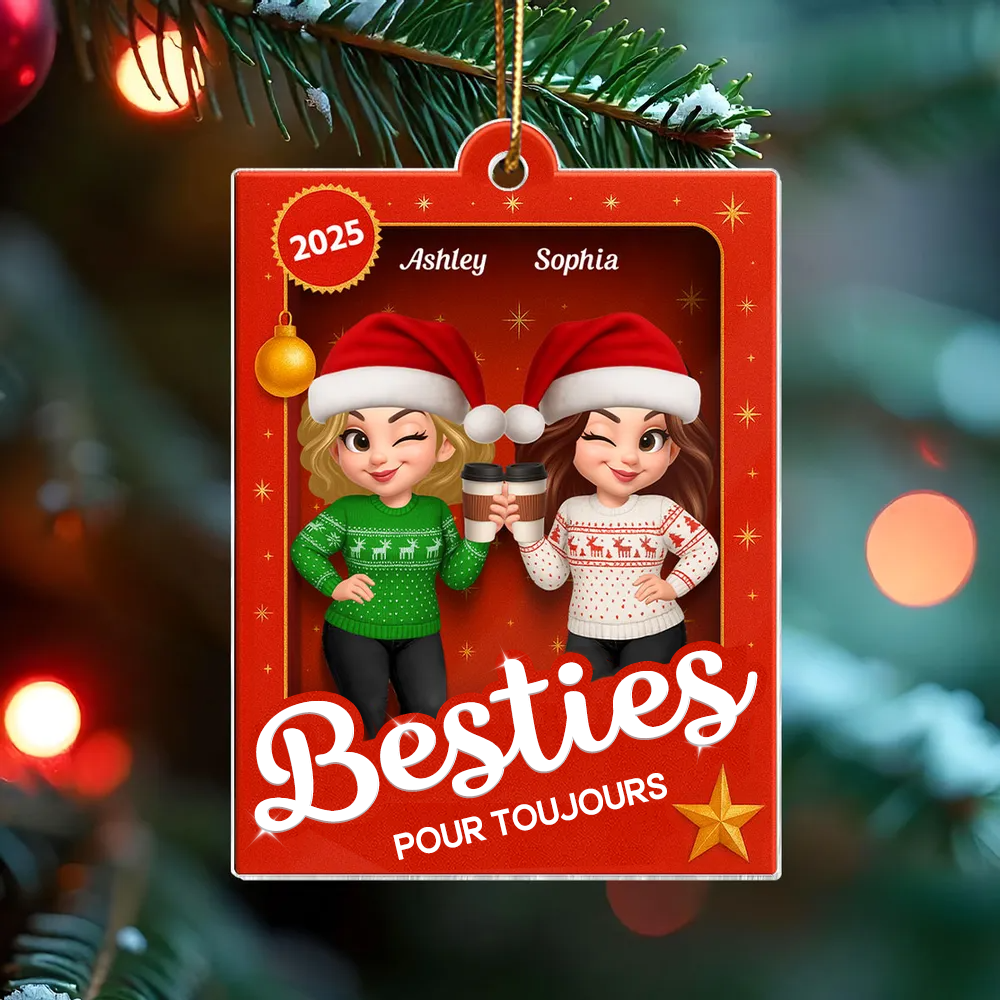Orement en acrylique avec 2 à 6 femmes Décorations de Noël pour votre meilleure amie et votre sœur