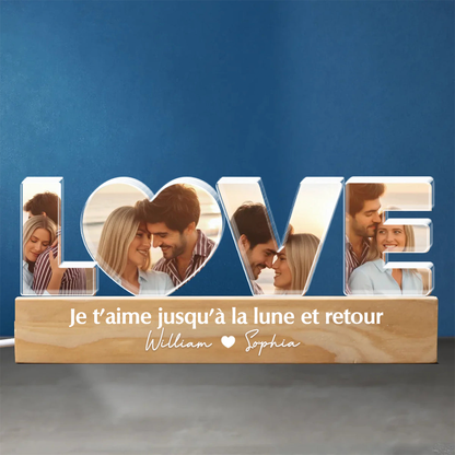 LOVE - Veilleuse LED personnalisée avec photos - Cadeau pour couple