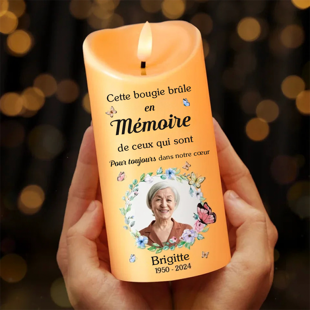 Bougie LED avec photo Cadeau commémoratif