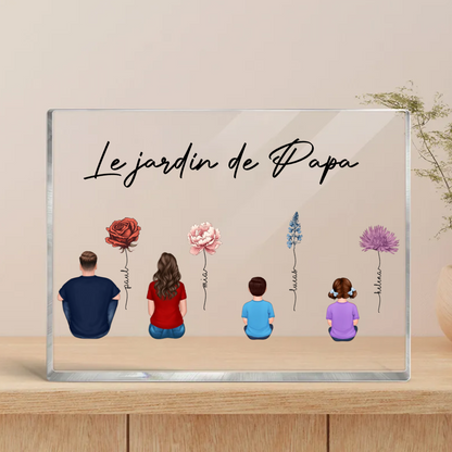 Plaque acrylique personnalisée avec 1-10 personnes, fleurs de naissance et noms