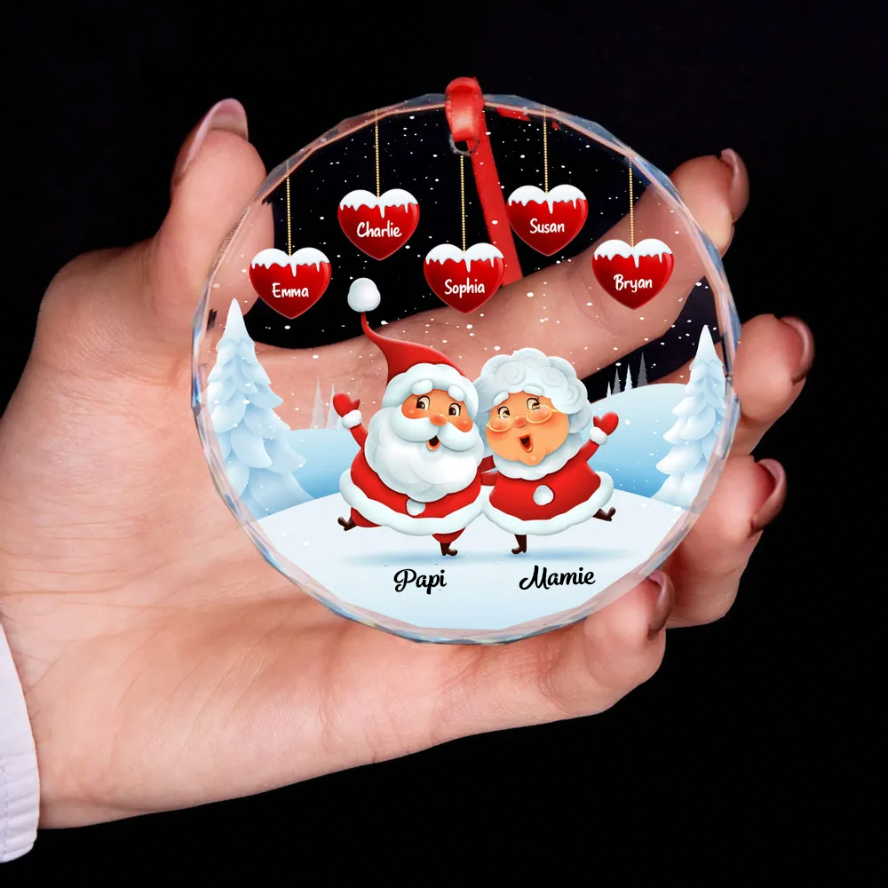 Ornement de Noël personnalisé – Décoration en verre avec nom de famille