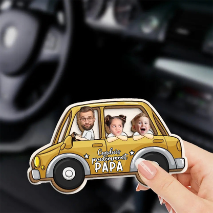Conduis prudemment - Clip pare-soleil personnalisé pour conducteur, papa et maman
