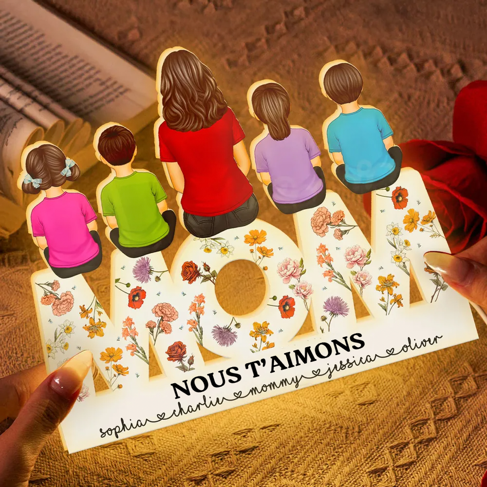 MOM Boîte Lumineuse Personnalisée Florale veilleuse LED