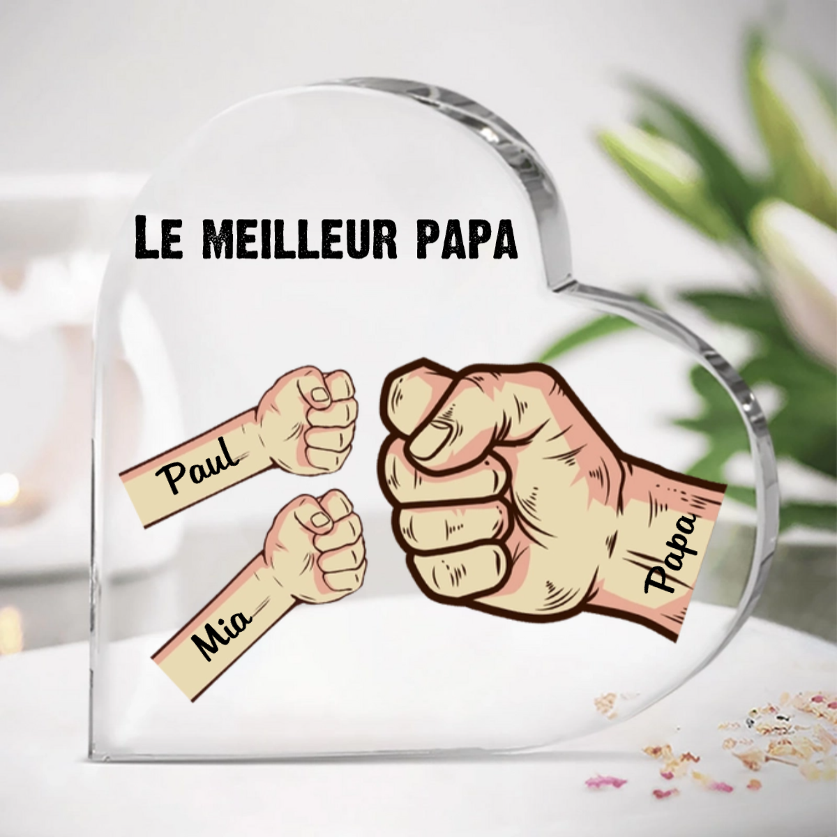 Plaque Acrylique Carrée Poings pour Papa