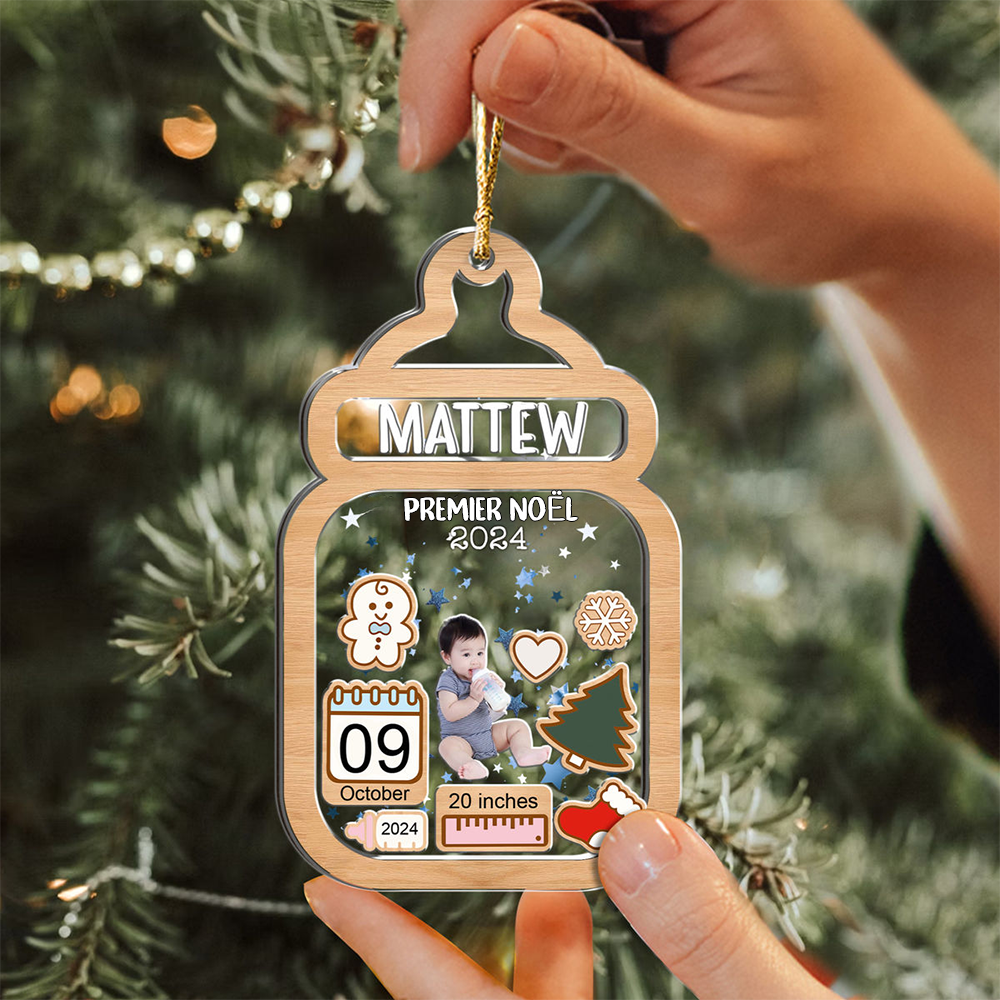 Pendentif de Noël personnalisé avec effet de secouage pour nouveau-nés