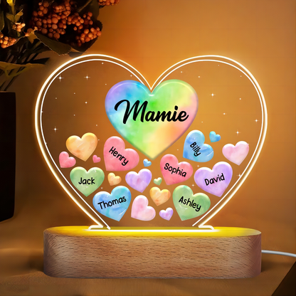 Veilleuse LED avec 1 à 10 petits cœurs pour maman et grand-mère.