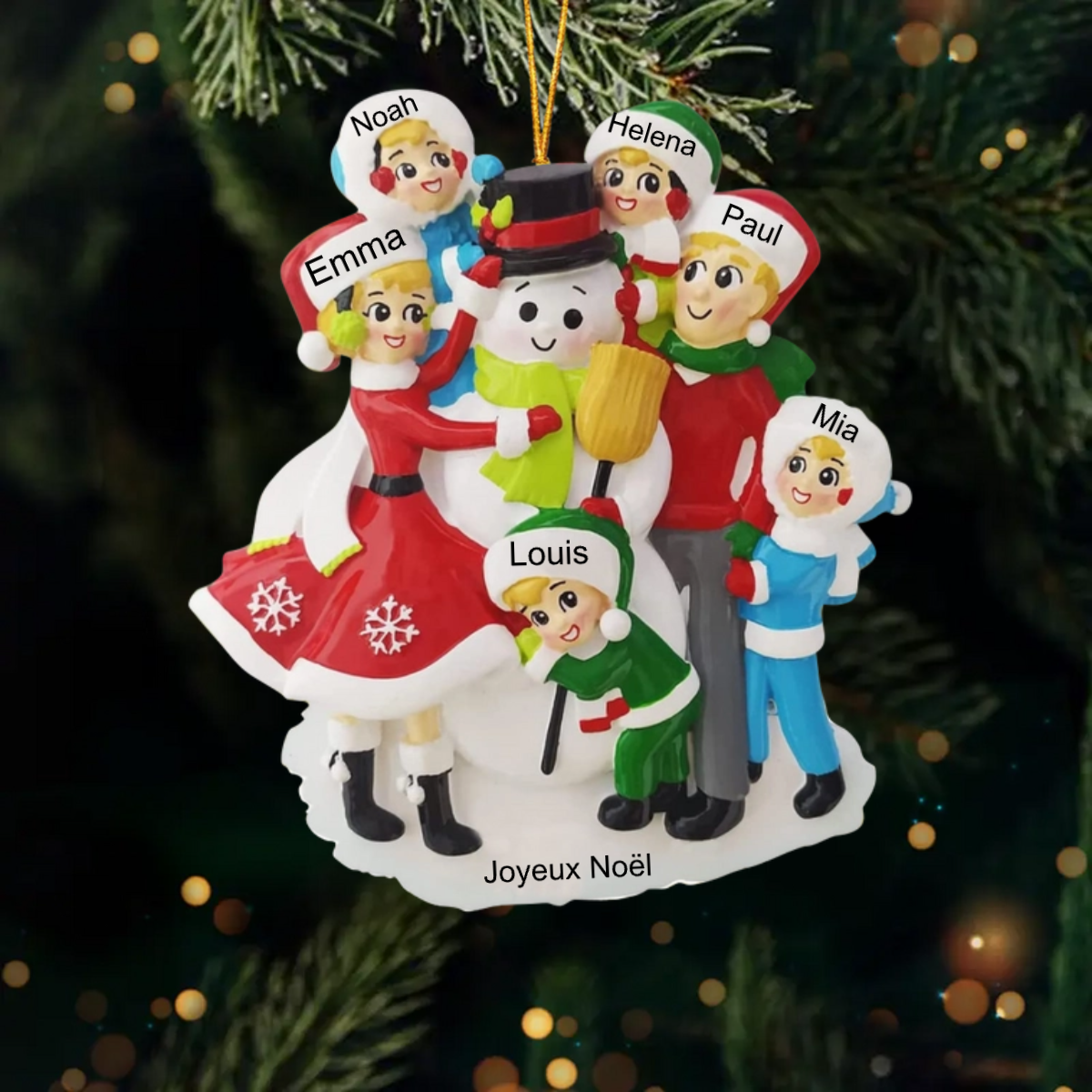 Décorations de Noël Famille avec bonhomme de neige 3-6 noms