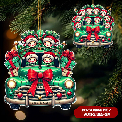 La famille de bonhommes de neige – Ornement en acrylique pour sapin de Noël