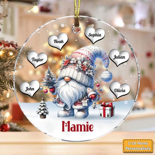 Pendentif en acrylique avec lutins – Décoration de sapin de Noël personnalisée