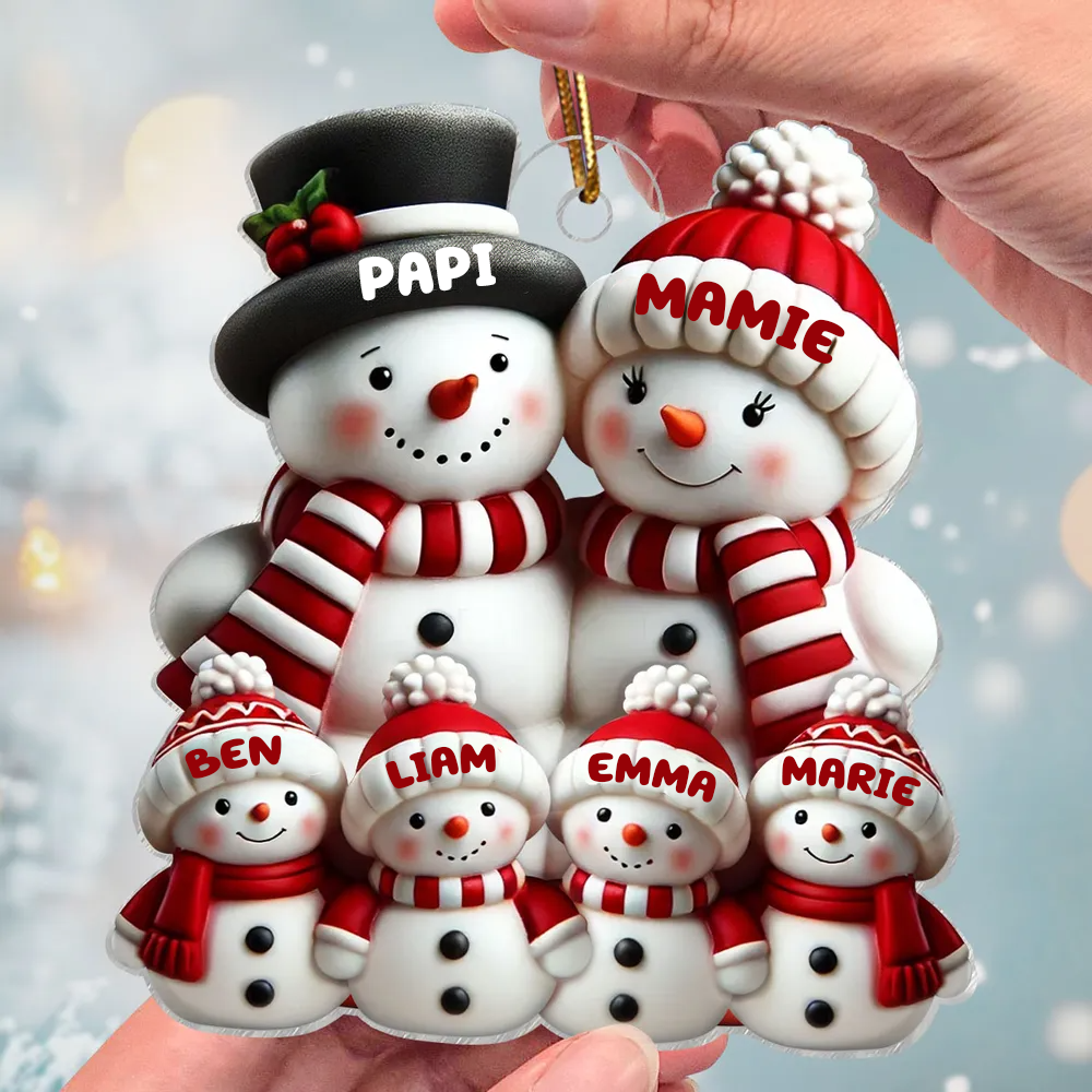 Famille Bonhomme de neige Décoration de Noël - Pendentif acrylique personnalisé