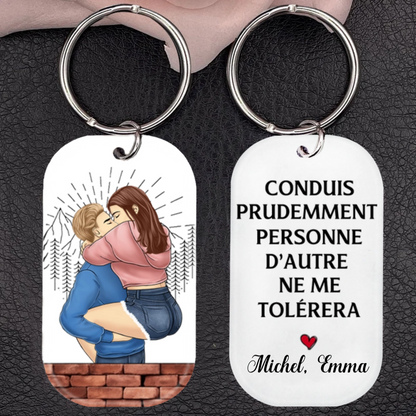 Conduite prudemment - Porte-clés acrylique pour couple d'amoureux