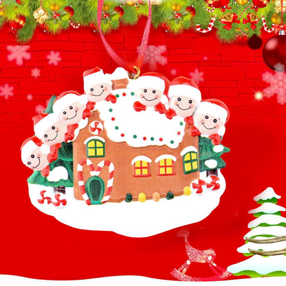 Maison en pain d'épices Famille Décoration de Noël personnalisée 2-7 noms